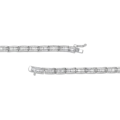 Sterling Silver CZ Baguette Necklace - 20"