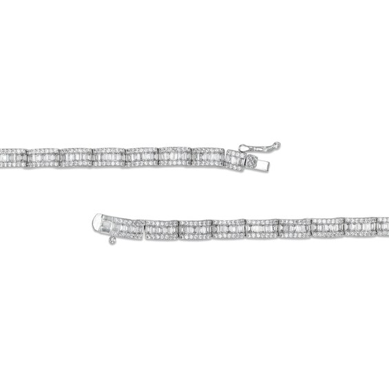 Sterling Silver CZ Baguette Necklace - 20"