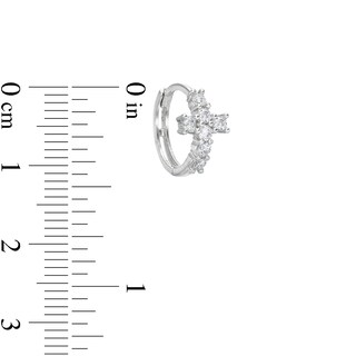 Cubic Zirconia Cross Huggie Hoop Earrings in Solid Sterling Silver 