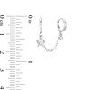 Thumbnail Image 2 of Semi-Solid Sterling Silver CZ Chain Double Huggie Hoop Single Earring