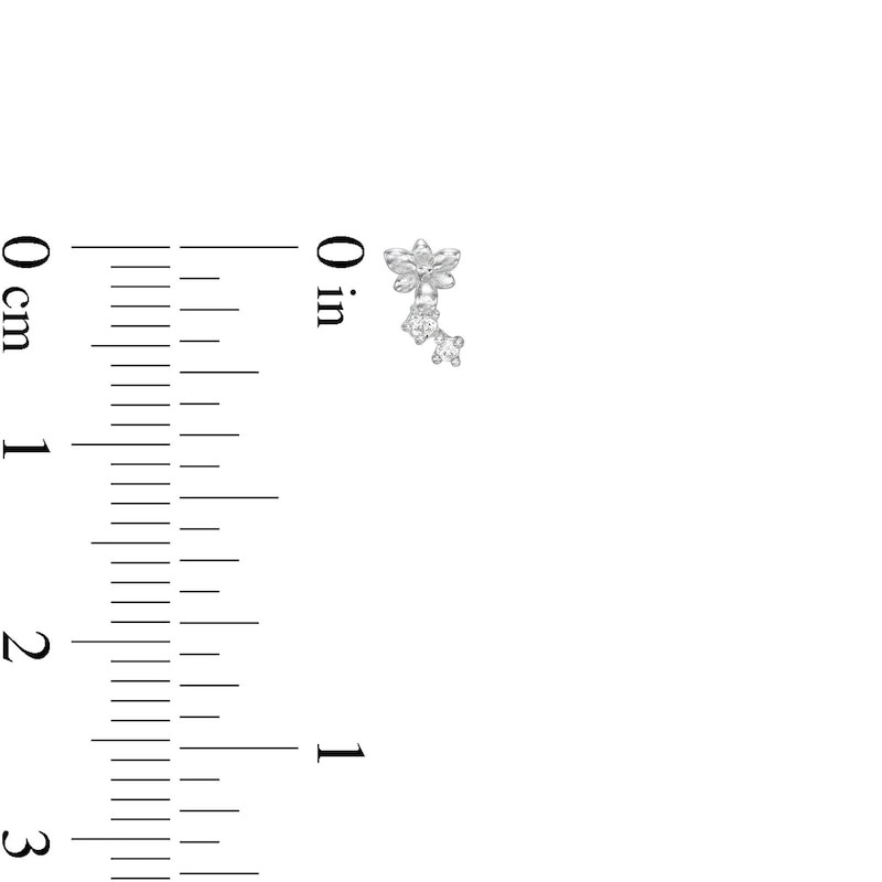 Main Image 2 of Cubic Zirconia Mini Stackable Butterfly Stud Earrings in Solid Sterling Silver