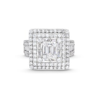 Sterling Silver CZ Square Bold Ring - Size 10.5