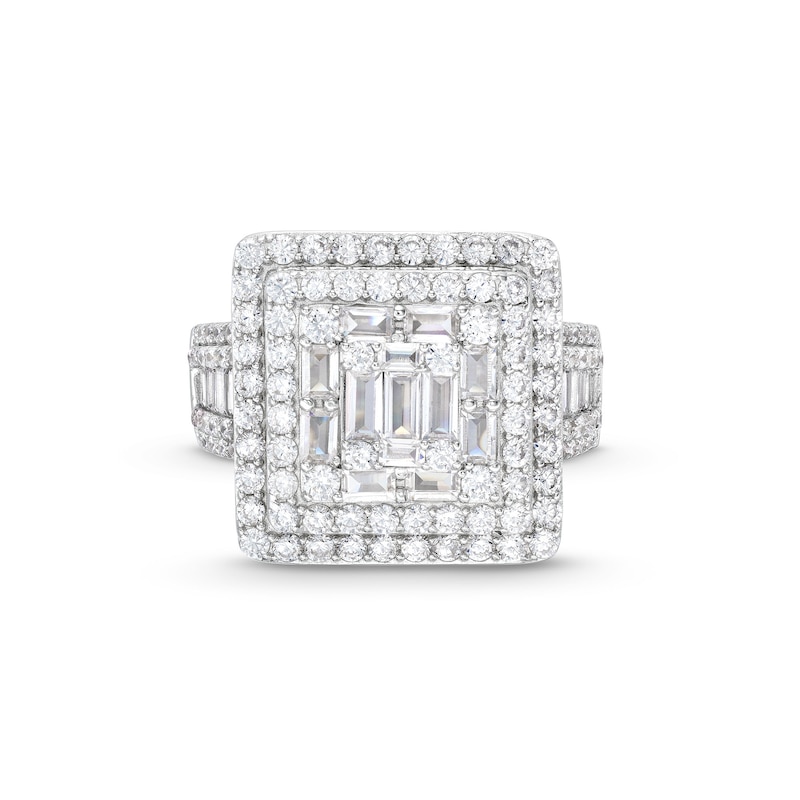 Sterling Silver CZ Square Bold Ring - Size 10.5