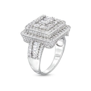 Sterling Silver CZ Square Bold Ring - Size 10.5