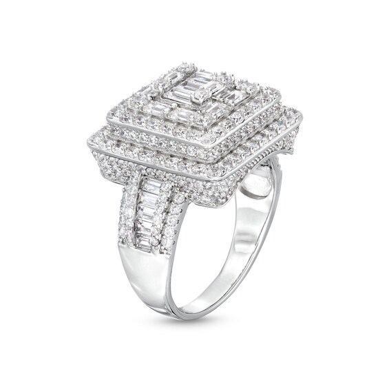 Sterling Silver CZ Square Bold Ring - Size 10.5