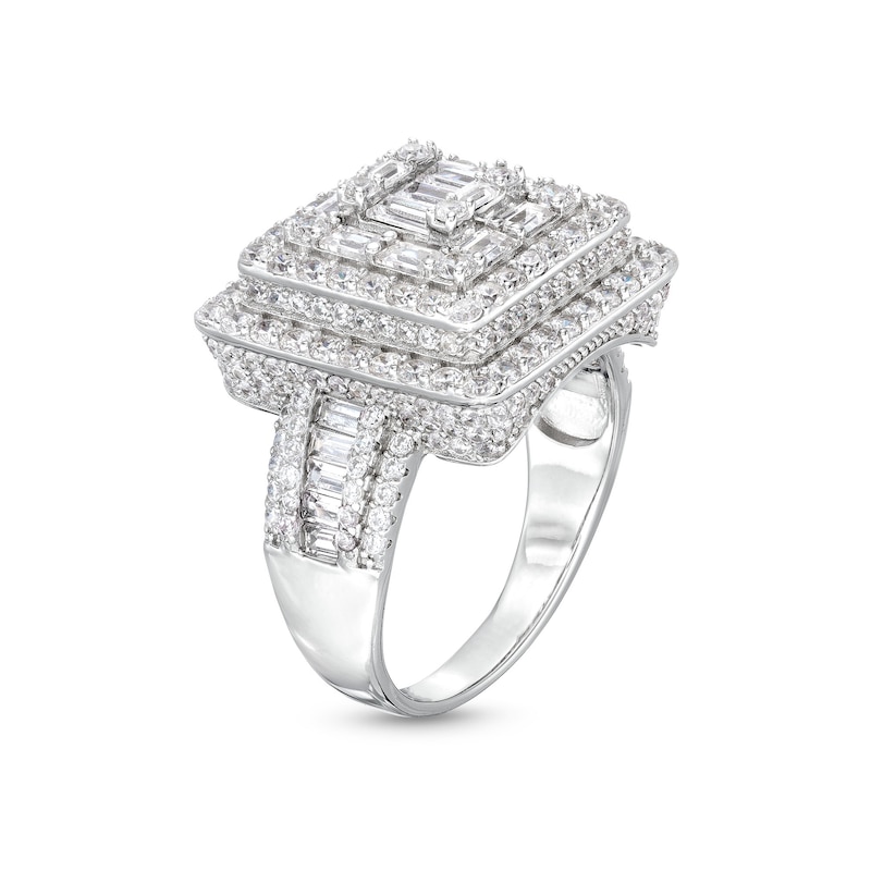Main Image 2 of Sterling Silver CZ Square Bold Ring - Size 10.5