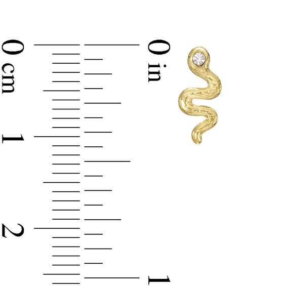 Cubic Zirconia Snake Stud Earrings in 10K Solid Gold