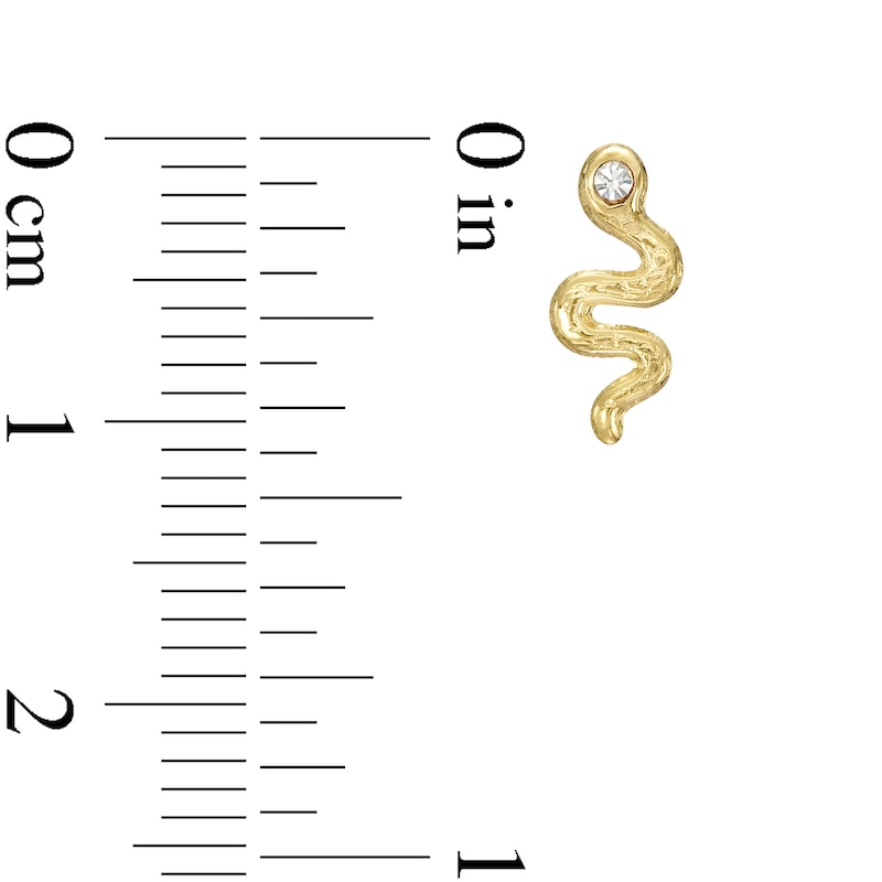 Cubic Zirconia Snake Stud Earrings in 10K Solid Gold