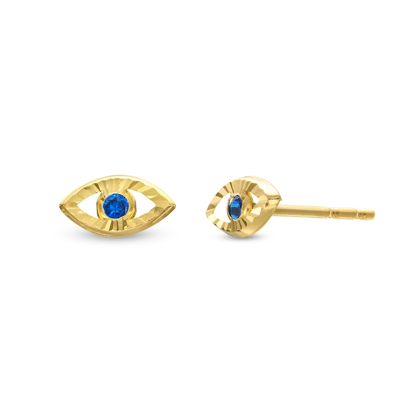 Cubic Zirconia Evil Eye Stud Earrings in 10K Solid Gold
