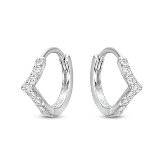 Solid Sterling Silver CZ Chevron Huggies