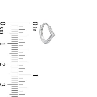 Solid Sterling Silver CZ Chevron Huggies