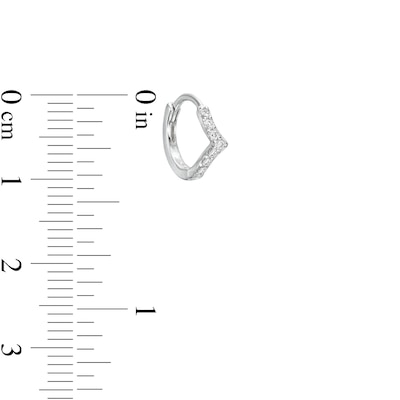 Solid Sterling Silver CZ Chevron Huggies
