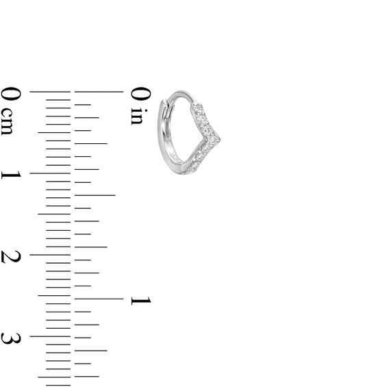 Solid Sterling Silver CZ Chevron Huggies