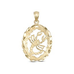 Oval Garland Scorpio Necklace Charm in 10K Gold