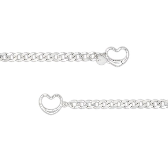 Made in Italy Diamond-Cut Pavé Interlocking Heart Curb Chain Bracelet in Solid Sterling Silver - 7.5"