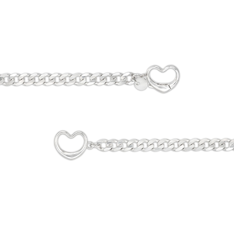 Main Image 2 of Made in Italy Diamond-Cut Pavé Interlocking Heart Curb Chain Bracelet in Solid Sterling Silver - 7.5"