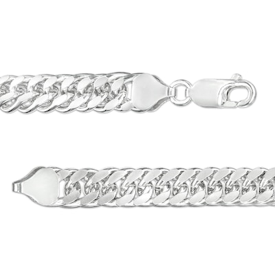 Made in Italy 7.6mm Diamond-Cut Double Curb Chain Bracelet in Solid Sterling Silver - 8"