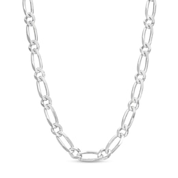 Made in Italy 3mm Diamond-Cut Flat Figaro Chain Necklace in Solid Sterling Silver - 20&quot;
