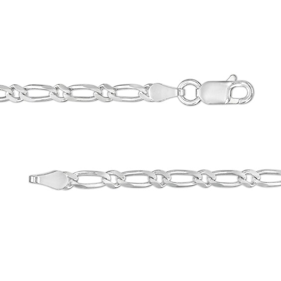 Made in Italy 3mm Diamond-Cut Flat Figaro Chain Necklace in Solid Sterling Silver - 20"