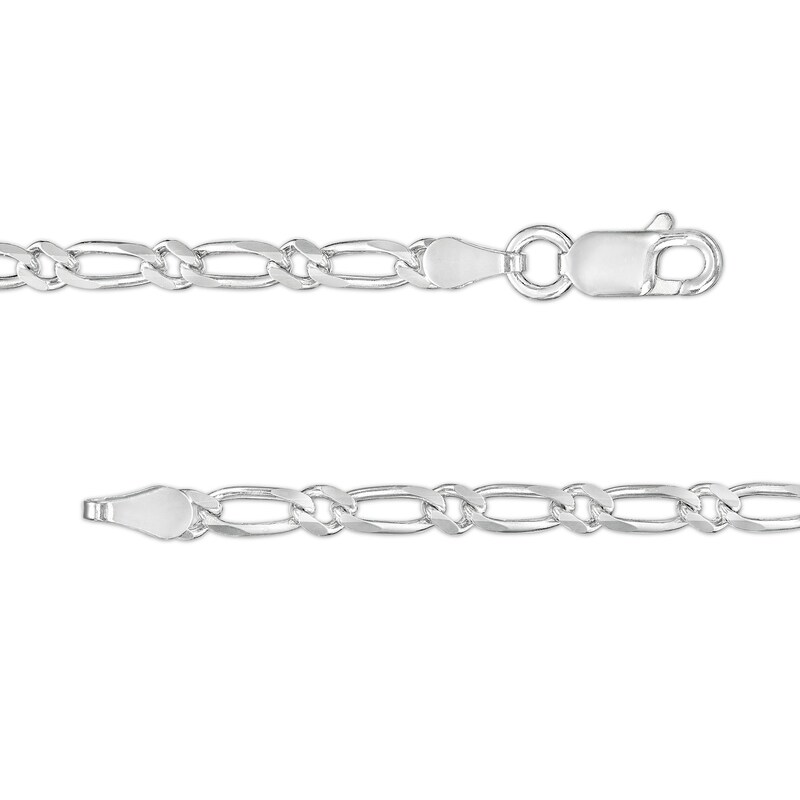 Main Image 2 of Made in Italy 3mm Diamond-Cut Flat Figaro Chain Necklace in Solid Sterling Silver - 20"