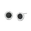 Thumbnail Image 0 of Cubic Zirconia Black Enamel Circle Stud Earrings in Solid Sterling Silver - XL Posts