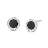 Thumbnail Image 1 of Cubic Zirconia Black Enamel Circle Stud Earrings in Solid Sterling Silver - XL Posts