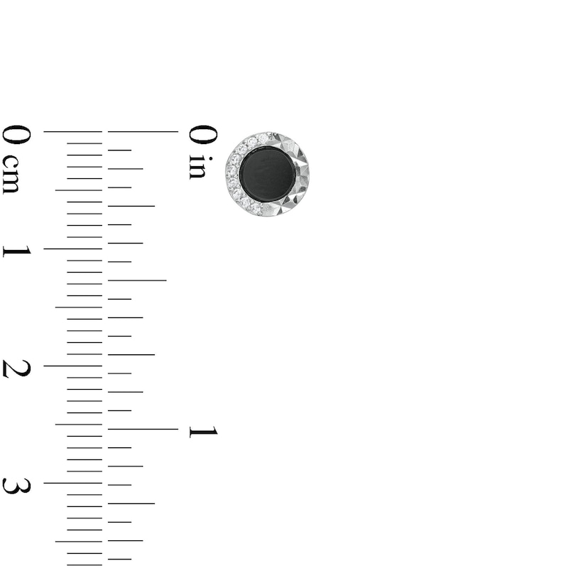 Main Image 2 of Cubic Zirconia Black Enamel Circle Stud Earrings in Solid Sterling Silver - XL Posts
