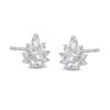 Cubic Zirconia Fancy Cluster Stud Earrings in Solid Sterling Silver