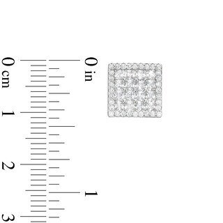 ​​​​​​​Cubic Zirconia Fancy Square Stud Earrings in Solid Sterling Silver - XL Post