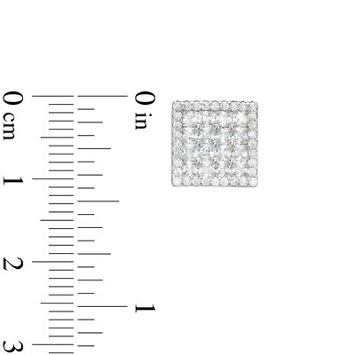 ​​​​​​​Cubic Zirconia Fancy Square Stud Earrings in Solid Sterling Silver - XL Post