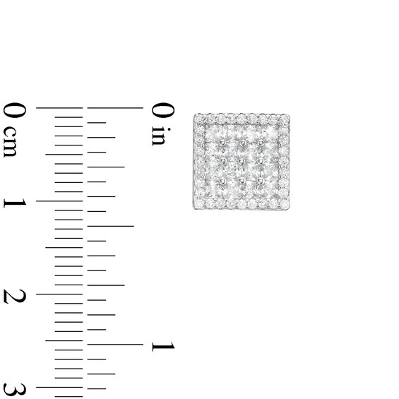 ​​​​​​​Cubic Zirconia Fancy Square Stud Earrings in Solid Sterling Silver - XL Post