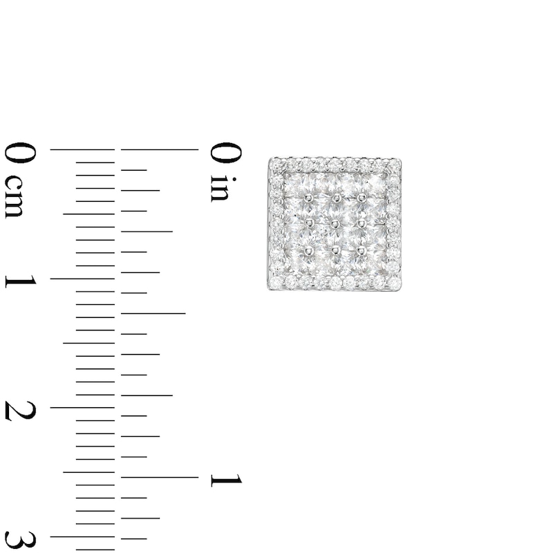 Main Image 2 of ​​​​​​​Cubic Zirconia Fancy Square Stud Earrings in Solid Sterling Silver - XL Post