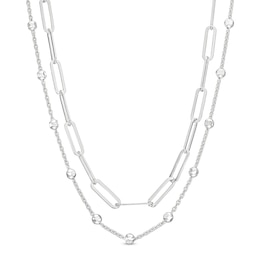 Made in Italy 1.5mm Diamond-Cut Double Woven Link Bead Chain Necklace in Solid Sterling Silver - 16&quot; + 2&quot;