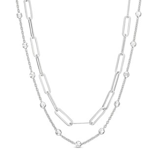 Made in Italy 1.5mm Diamond-Cut Double Woven Link Bead Chain Necklace in Solid Sterling Silver - 16" + 2"
