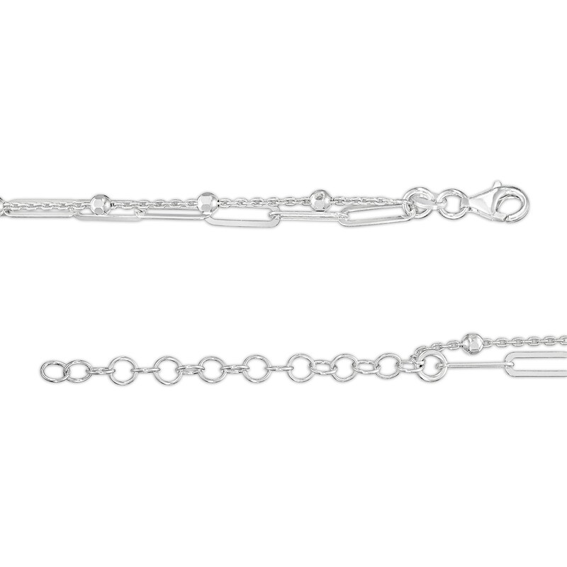 Main Image 2 of Made in Italy 1.5mm Diamond-Cut Double Woven Link Bead Chain Necklace in Solid Sterling Silver - 16&quot; + 2&quot;