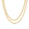 Thumbnail Image 0 of Double Mariner and Bevelled Curb Chain Necklace in 10K Hollow Gold Bonded Sterling Silver - 17"