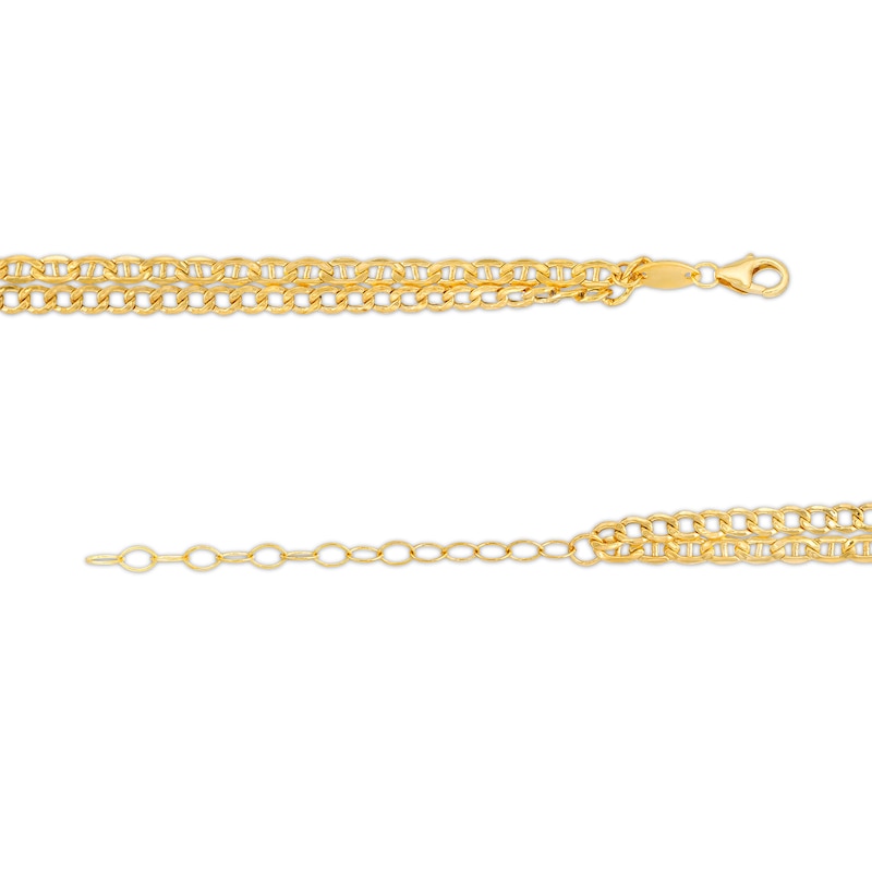 Main Image 2 of 10K Hollow Gold Bonded Double Mariner and Bevelled Curb Layered Chain - 17"