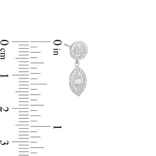 Cubic Zirconia Round and Marquise Halo Fancy Dangle Earrings in Solid Sterling Silver