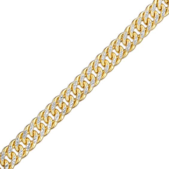 Made in Italy 4.7mm Diamond-Cut Double Curb Chain Bracelet in 10K Hollow Gold - 8.5"