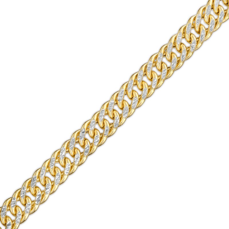 Main Image 1 of Made in Italy 4.7mm Diamond-Cut Double Curb Chain Bracelet in 10K Hollow Gold - 8.5"