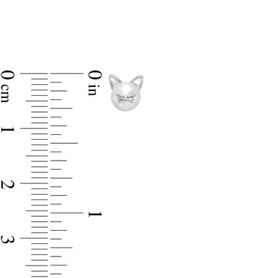 Freshwater Cultured Pearl Cat Stud Earrings in Semi-Solid Sterling Silver