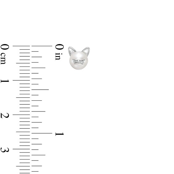 Freshwater Cultured Pearl Cat Stud Earrings in Semi-Solid Sterling Silver