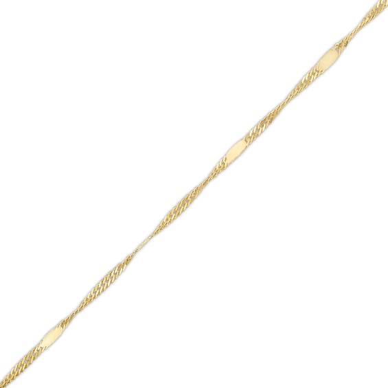 Made in Italy Singapore Chain Anklet in 10K Solid Gold - 9"