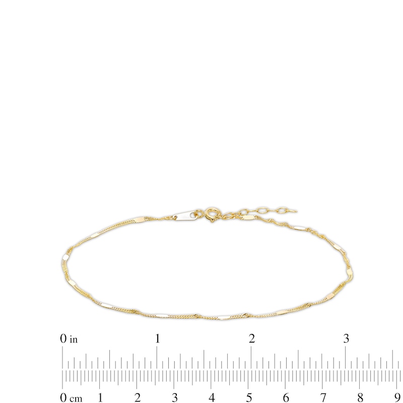 Made in Italy Singapore Chain Anklet in 10K Solid Gold - 9"