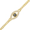 Thumbnail Image 0 of Cubic Zirconia Evil Eye Curb Chain Bracelet in 10K Gold - 7.5"