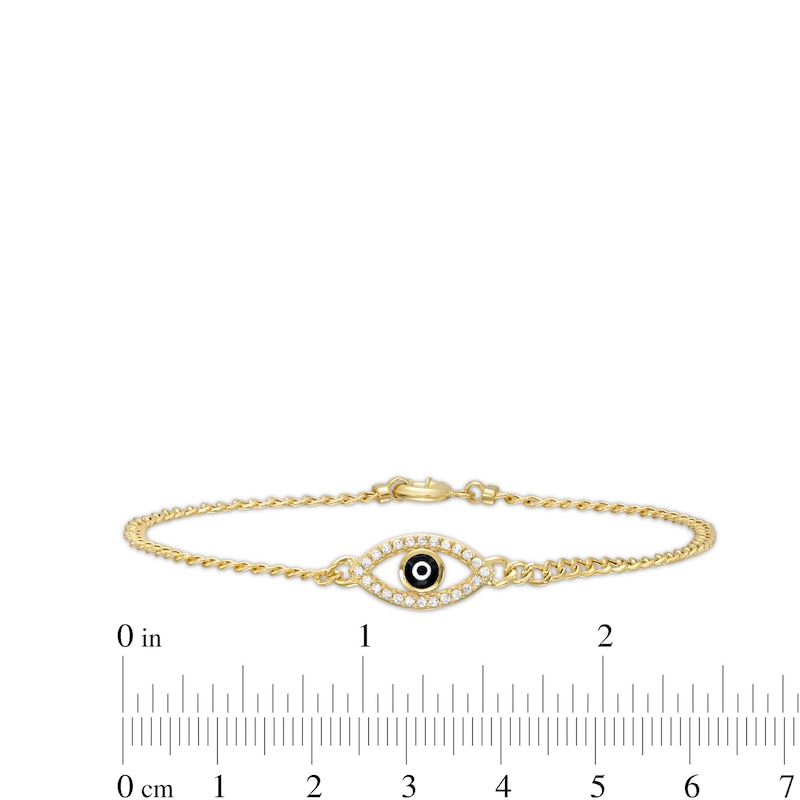 Cubic Zirconia Evil Eye Curb Chain Bracelet in 10K Gold - 7.5"