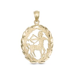 ​​​​​​​​​​​​​​Oval Garland Sagittarius Necklace Charm in 10K Gold