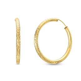 30mm Diamond-Cut Hoop Earrings in 10K Gold