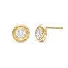 Thumbnail Image 0 of Cubic Zirconia Illusion Plate Round Stud Earrings in 10K Solid Gold
