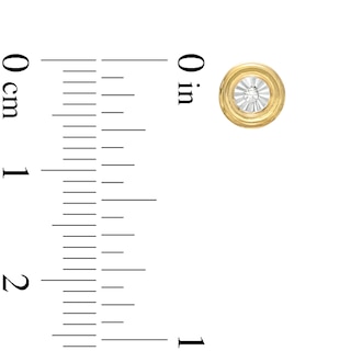 Cubic Zirconia Illusion Plate Round Stud Earrings in 10K Solid Gold